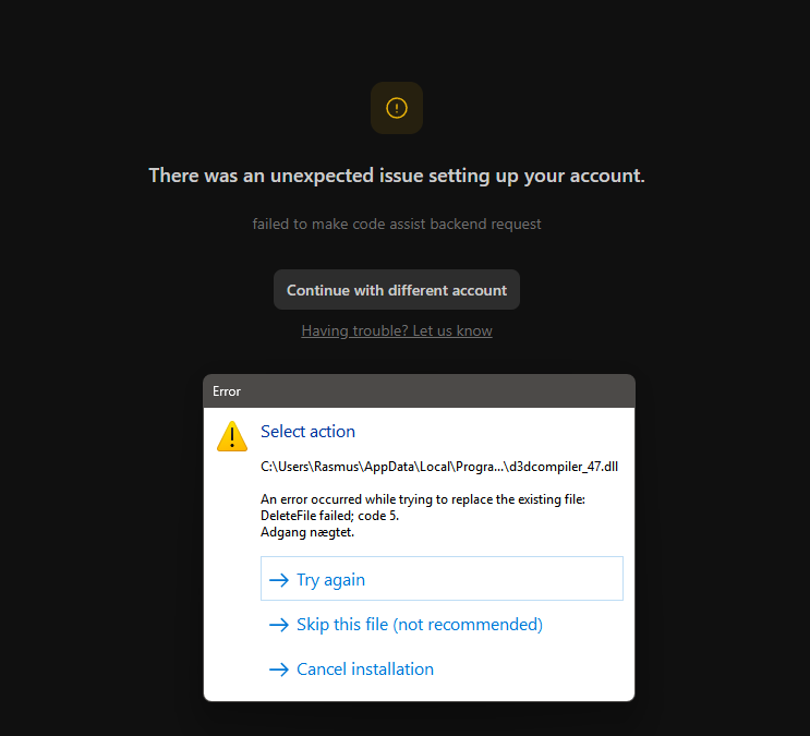 Installation errors