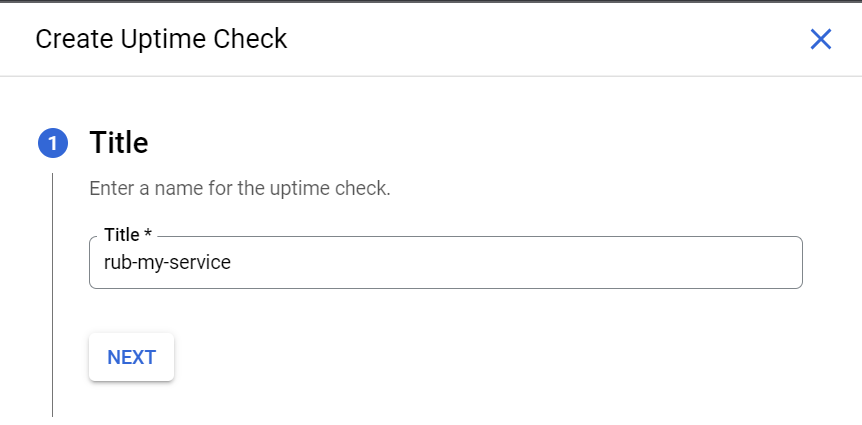 First step of creating uptime check on GCP Console